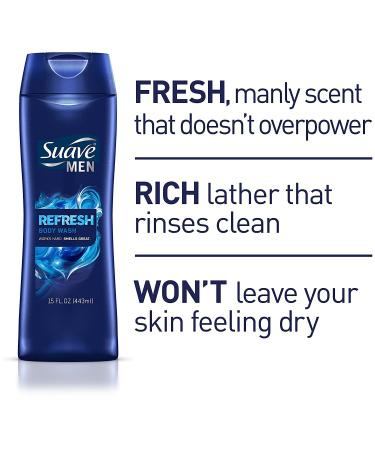 Suave Men Refreshing Masculine Scent Body Wash 15 oz - Pack of 6 - Buy Online on GoSupps.com