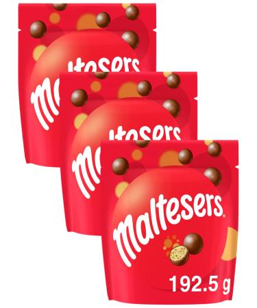 MALTESERS - Bonbons chocolat au lait c ur croquant - Sachet de 192 5g (Lot de 3) 192.5 g (Lot de 3)