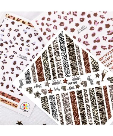 FEAYS Leopard Print Nail Art Decals Stickers Leopard Print Design Nail Sticker Self-Adhesive Nail Sticker Supplies for Women Girls Nails Decor - Buy Online on GoSupps.com