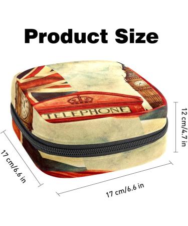 Shop Stylish Menstruation Pad Bag with Zipper | Women's Napkin & Tampon Collecting Bags | Red Telephone Booth Big Ben Union Jack Design - Buy Online on GoSupps.com
