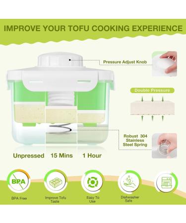Tofu Press Adjustable Tofu Press with Drip Tray Dishwasher Safe Large Vegan Tofu Presser Drainer Quickly Removes Water from Firm/Extra Firm Tofu Without Cracking for Improved Taste - Buy Online on GoSupps.com