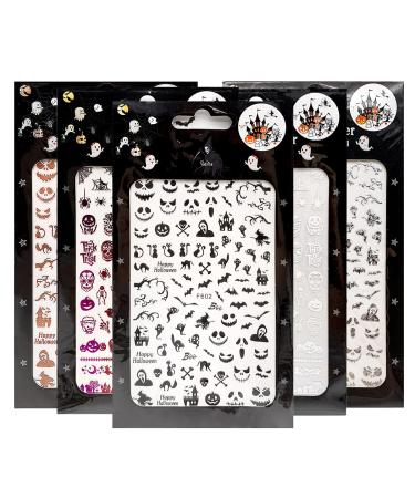 Impressed Nail Art Stickers for Halloween 12 Sheets  1500+ Self-Adhesive DIY Customized Nail Decals for Halloween Party  Include Pumpkin/Bat/Ghost/Skeleton/Witch etc Multi