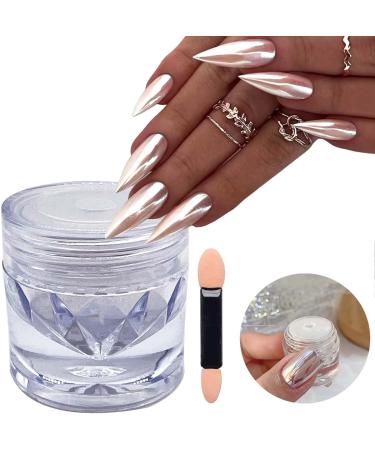 Super Glossy White Pearl Chrome Nail Powder - Iridescent Pigment for Magic Mirror Effect Nails - Buy Online on GoSupps.com