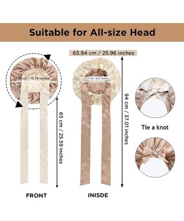 Satin Silk Reversible Hair Bonnet for Women - Non Slip Adjustable Double-layer (Coffee/Champagne) - Buy Online on GoSupps.com
