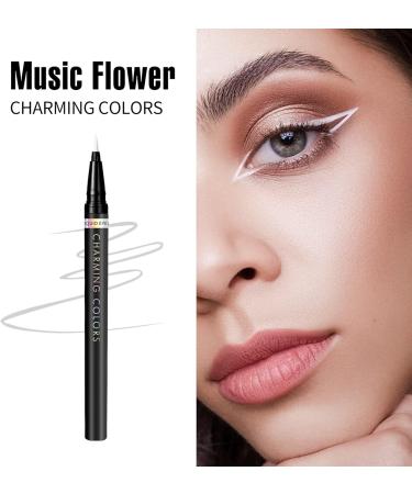 Music Flower Coloured Waterproof Liquid Eyeliner Pencil | Smudge-Proof & Flexible | Multiple Colour Options | Easy Control Pen | White - Buy Online on GoSupps.com