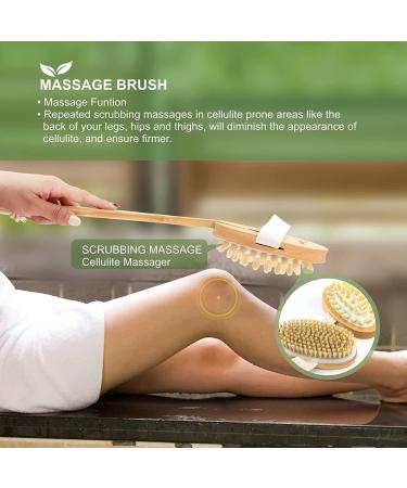 Dry Brushing Body Brush Set of 5  Natural Bristle Body Brush with Detachable Long Handle  Face Brush  Pumice Stone for Feet  Back Scrubber  Cellulite Massager Brush for Cellulite  Lymphatic Drainage wood-1 - Buy Online on GoSupps.com