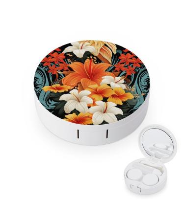 Contact Lens Case Floral Hawaiian Tribal Patterns Print Plastic Contact Lens Case contact Lens Care Box ontact Lens Travel Box