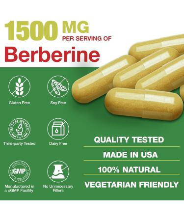 Berberine Supplement 1500mg - Premium Berberine HCl 97% Purity Plus Pure Ceylon Cinnamon, High Potency Berberine for Men Women Supports Immune System Non-GMO - Buy Online on GoSupps.com