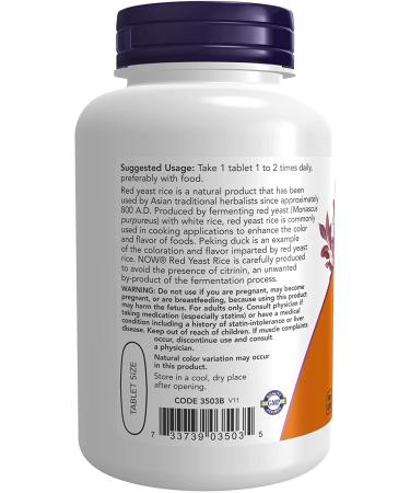 Now Foods Red Yeast Rice 1200 mg - 120 Tablets for Heart Health - Buy Online on GoSupps.com