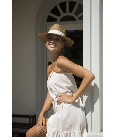 Wide Brim Straw Panama Hat Fedora for Women/Men | UPF Sun Protection Beach Hat in Khaki-Beige | Medium-Large Size - Buy Online on GoSupps.com