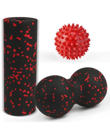 Fascia roll contains fascia roll ball peanut lacrosse ball fascia roller for spine neck and back relief deep tissue massage trigger point release and flexibility improvement red