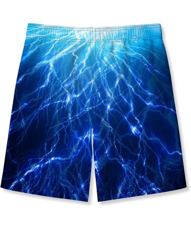 Buy Tuonroad Boys' 3D Print Swimming Shorts | Fast Drying & Funny Beach Trunks for Ages 5-14 | Blue Lightning Design - Buy Online on GoSupps.com