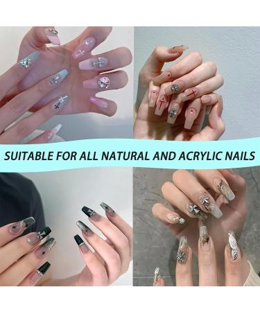 Ruzister 75-Piece 3D Nail Charts - Gothic Retro-Punk Metal Nail Art Charms - Silver Cross & Heart Decorations for Manicure - Buy Online on GoSupps.com
