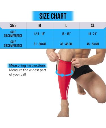 360 RELIEF Compression Calf Sleeves for Men and Women Sports | Shin Splints, Muscle Cramps, Workout Support | Running, Hiking, Marathon | Sizes M L XL, Red, Single Pack with Mesh Laundry Bag - Buy Online on GoSupps.com