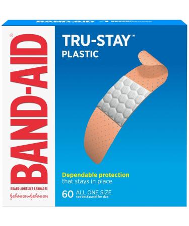 Band-Aid 5635 Plastic Strips Adhesive Bandages 3/4-Inch One Size 60 Bands/Box