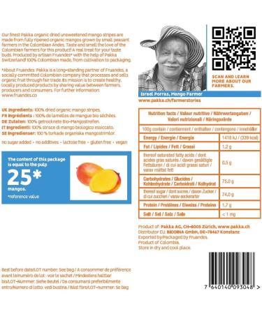  pakka PAKKA Organic Fair Trade Mangoes - 1 kg - Organic and Fair Trade dried mango pieces - Unsweetened - Sulphur-free - Produced and bottled directly by the producer in Colombia - - Buy Online on GoSupps.com