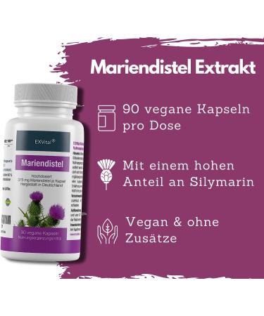 Exvital Milk Thistle Extract - 60% Silymarin 90 Vegan Capsules Premium Quality No Magnesium Stearate - Herbal Supplement for Liver Health - Buy Online on GoSupps.com