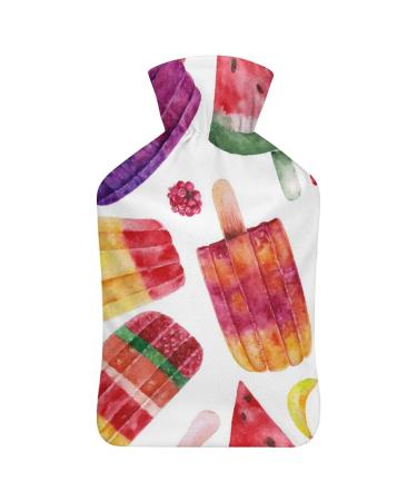 Color Popsicle Hot Water Bottle With Cover Plush Bed Bottle Hand Warmer For Adults And Children 26.5X15.3cm