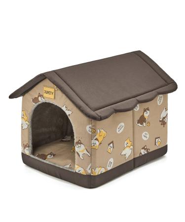 Jiupety Cozy Pet Bed House, Indoor/Outdoor Waterproof Pet House, S/M/L/XL/2XL Size for Cat and Small/Medium/Large Dog, Warm Cave Sleeping Bed Nest for Cats and Dogs Puppy-Brown L