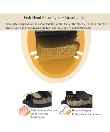 Gycdwjh Men's Adjustable Orthopedic Diabetic Shoes - Wide Width Open Toe Slippers for Arthritis & Edema - Size 9 Black - Buy Online on GoSupps.com