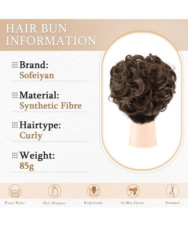 Sofeiyan Messy Bun Hair Piece Wavy Curly Extension in Golden Brown - Women's Drawstring Ponytail Chignon Clip-In Combs - Buy Online on GoSupps.com