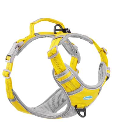 Thinkpet Anti Zug Dog harness dog harness with handle easy to control dog harness adjustable without choking dog dishes reflective breathable upholstered (s yellow) yellow s (1 Pack)