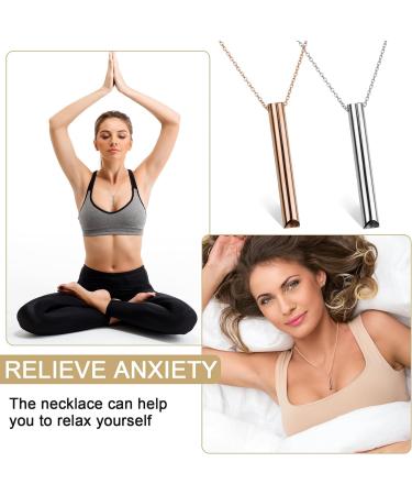 Anxiety Relief Necklace Set - Mindful Anapana Breathing for Stress Relief - Portable Deep Breathing Exercises - Meditation Tool for Men and Women - Rose Gold + Silver - Buy Online on GoSupps.com
