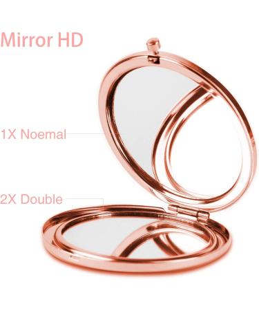 Dynippy Round Rose Gold Compact Mirror - Double-Sided Magnification for Woman, Mother, Kids - Portable Hand Mirror - Great Gift (Eiffel Tower) - Buy Online on GoSupps.com