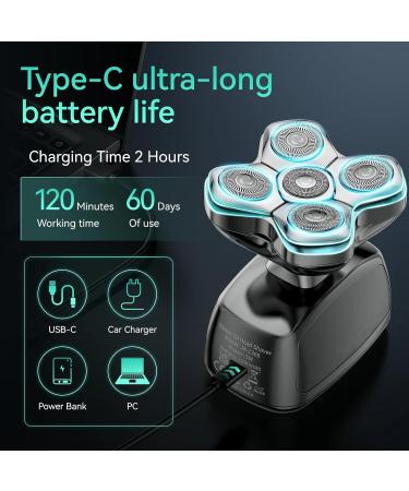 5D Head Shavers for Bald Men - Kensen Magnetic LED Display IPX6 Waterproof USB-C Charge Wet & Dry Use - Buy Online on GoSupps.com