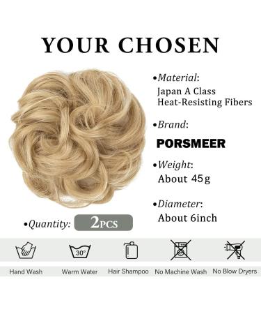 2-Piece Blonde Messy Hair Bun Extensions for Women and Girls - Curly Wavy Hair Scrunchies - Easy Updo Chignons - Synthetic Donut Hair Pieces - 24 - Buy Online on GoSupps.com
