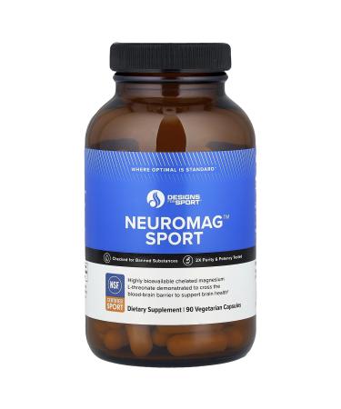 Designs for Sport NeuroMag - Supports Brain Health & Function* - With Magtein Magnesium L-Threonate - Vegetarian - 90 Capsules 30 Servings