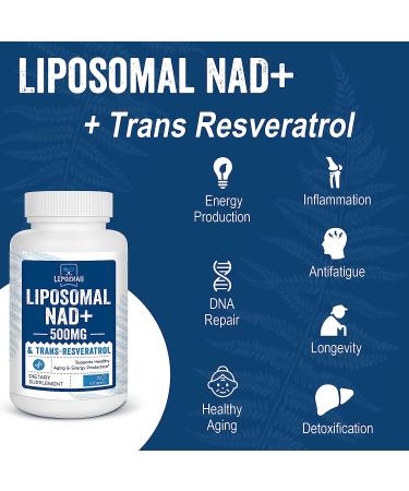 Liposomal NAD+ 500mg + Trans-Resveratrol 300mg | Superior Absorption | True NAD Supplement for Cellular Energy & DNA Repair | 120 Softgels - Buy Online on GoSupps.com