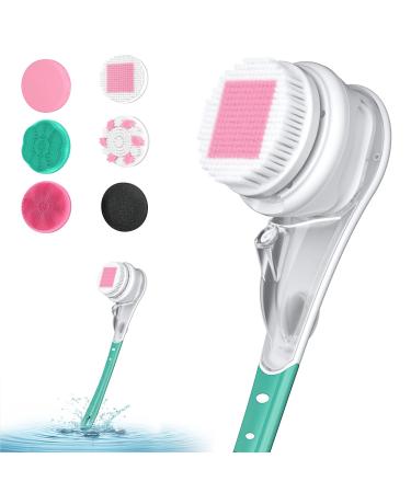 Electric Body Brush  Number-one Body Scrubber with 6 Brush Heads Long Handle Bath Shower Brush Massage Body Brush Kit  IPX7 Waterproof 3 Speed Spin Cleaning Brush Back Brush for Face & Body Men Women