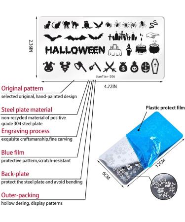 RUNRAYAY 4Pcs Halloween Nail Stamp Plates Nail Art Stamping Templates Plate for Diy Nail Decoration Spider Web/Pumpkin/Withered Tree Design Nail Supplies - Buy Online on GoSupps.com