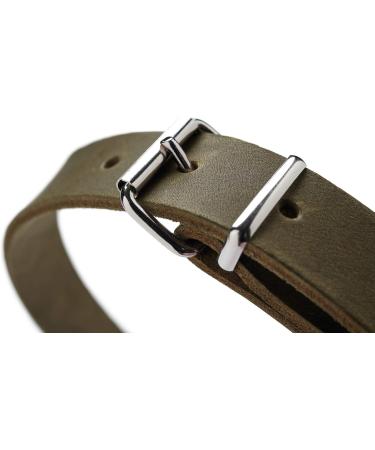 HUNTER Aalborg Leather Dog Collar - Simple Robust & Comfortable | Olive 37 (XS-S) - International Shipping Available - Buy Online on GoSupps.com