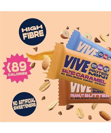 Vive Protein Bites Mixed Box 21 x 20g Dark Chocolate Coated Vegan Snacks - Gluten Free High Fibre Mini Protein Bars - 21 Count Pack - Vegan Friendly - Buy Online on GoSupps.com