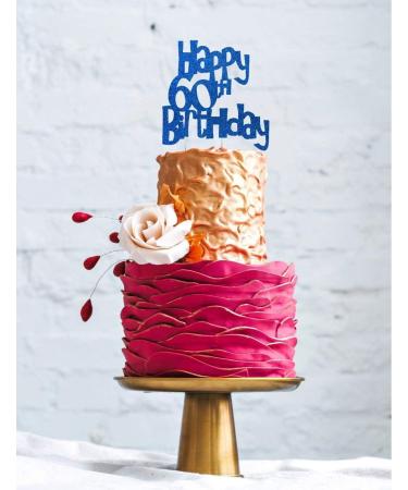 Happy 60th Birthday Fun Style Cake Topper (Made in UK) - Dark Blue - Buy Online on GoSupps.com
