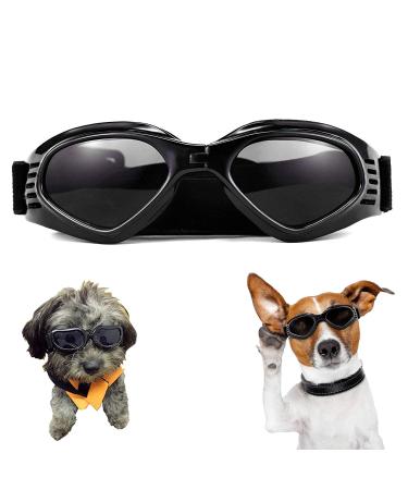 XUNKE Dog Goggles Puppy Sunglasses Anti-UV Eye Protection Goggles Waterproof Windproof Anti-Fog for Small/Medium Pet Sunglasses(Black)