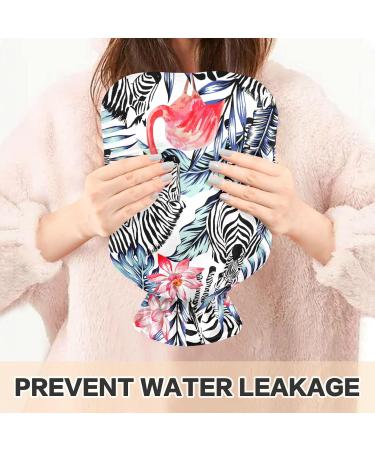 NAANLE 2L Heat Bottle with Palm Leaf Zebra Flamingo Cover Hot Water Bottle for Menstrual Cramps Pain Relief & Heat Therapy - Buy Online on GoSupps.com