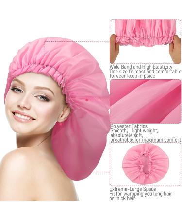 Jumbo Shower Caps Set - Waterproof Extra Large Caps for Women & Girls (Black/Blue/Pink/Purple) - Blank Pattern Design - Buy Online on GoSupps.com