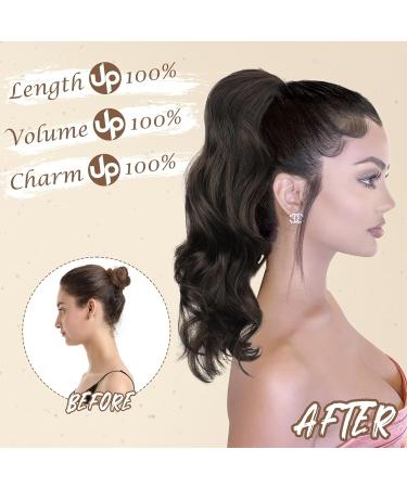 Hair Extension Long Curly Wavy Ponytail - 16'' Chestnut Mix Chocolate Brown - Synthetic Clip-in Hairpiece for Women - Ideal for Daily Use and Parties - Buy Online on GoSupps.com
