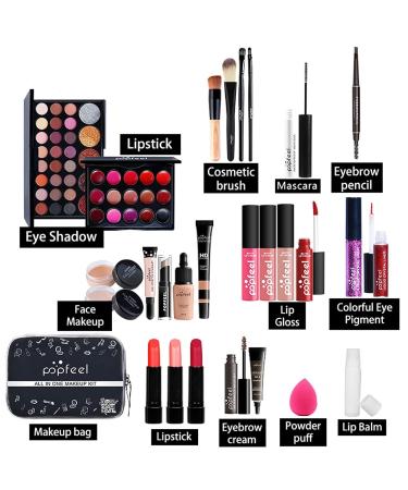 Roseflower 27PC Make-up Set - Portable Multifunctional Cosmetic Kit for Women & Girls | Eyeshadow Palette Foundation Lip Gloss & Concealer - Buy Online on GoSupps.com