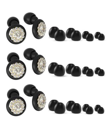 GUDATOST Concert Ear Plugs Reusable Small Hearing Protection EarPlugs for Sleeping Block Out Snoring Swimming and Noise Sensitive People Noise Reduction 35dB 3 Pairs Pack(Black)