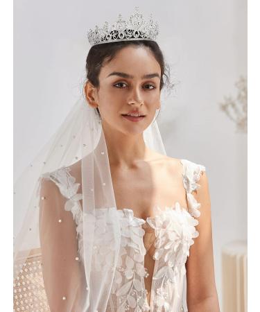 SWEETV Princess Tiara Crown - Silver Wedding Bridal Hair Accessories for Women & Girls - Buy Online on GoSupps.com