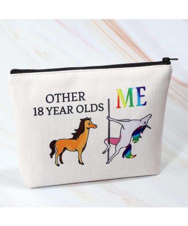 Funny 18th Birthday Make-Up Bag | Unicorn Canvas Gift for Girls | Large Birthday Present for 18-Year-Old - Buy Online on GoSupps.com