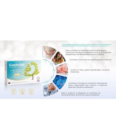 GASTROLIEF Advanced Digestive Support Anti-Reflux & Anti-Bloating | Natural Formula with Chios Putty Chamomile Ginger Fennel | Gluten Free | 40 Capsules - Buy Online on GoSupps.com