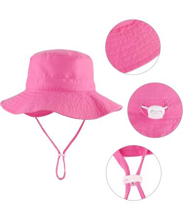 LACOFIA Toddler Baby Sun Hat | Unisex Kids Summer Bucket Hat | Wide Brim for Outdoor Swim Beach Pool | Adjustable 3-7 Years | A-Pink - Buy Online on GoSupps.com