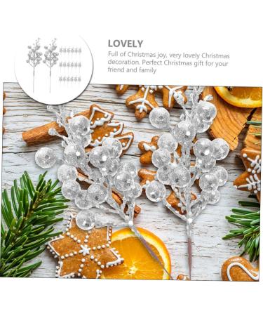Artibetter 20pcs the fruit wreath artificial decorate Christmas Tree Decor berries christmas tree branch crafts Christmas Tree Decorations flower arrangement artificial xmas berry stem Silver 19X5X5CM - Buy Online on GoSupps.com