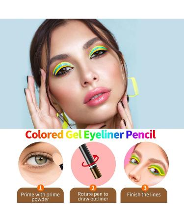 12 Color Waterproof Gel Eyeliner Set - Long Lasting Smudge Proof Colored Eyeliner Makeup for Women and Girls - Buy Online on GoSupps.com