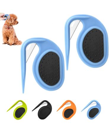 Pet Knotting Comb de-filzer with steel blade de-filter knife cat splitter fur-tubular de-filtered ridge knot comb beauty tools pet spill down depilatory comb (blue)